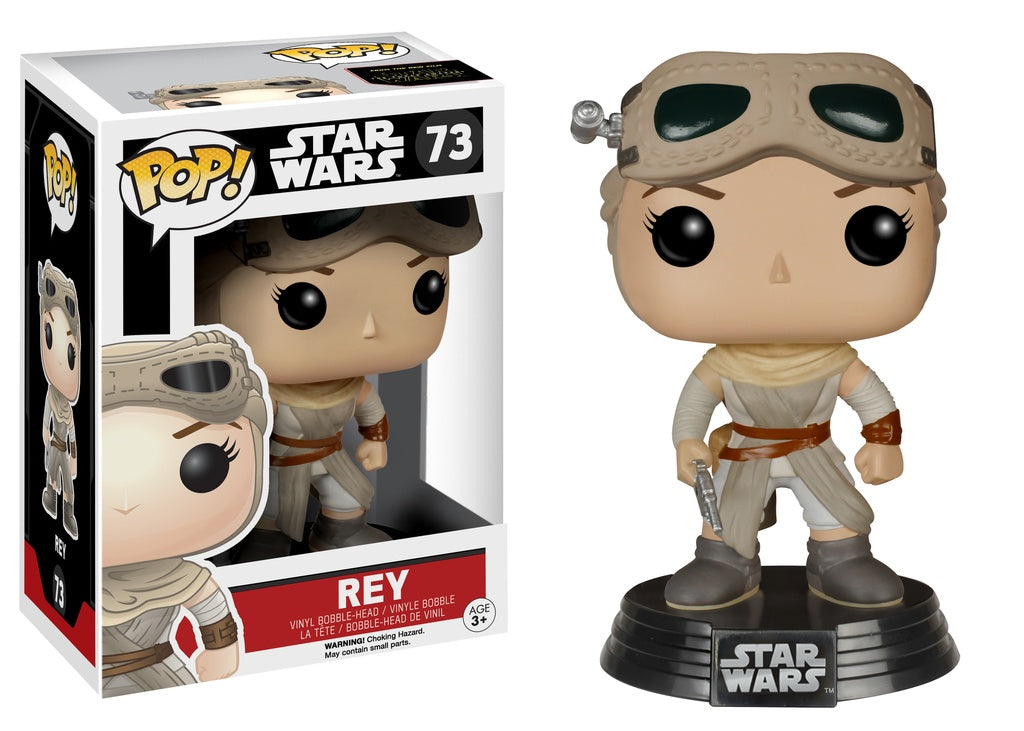 FUNKO POP! Vinyl Bobble-Head Star Wars RARE #73 Rey (Goggles) [Hot Topic (Stickerless)] [VAULTED]