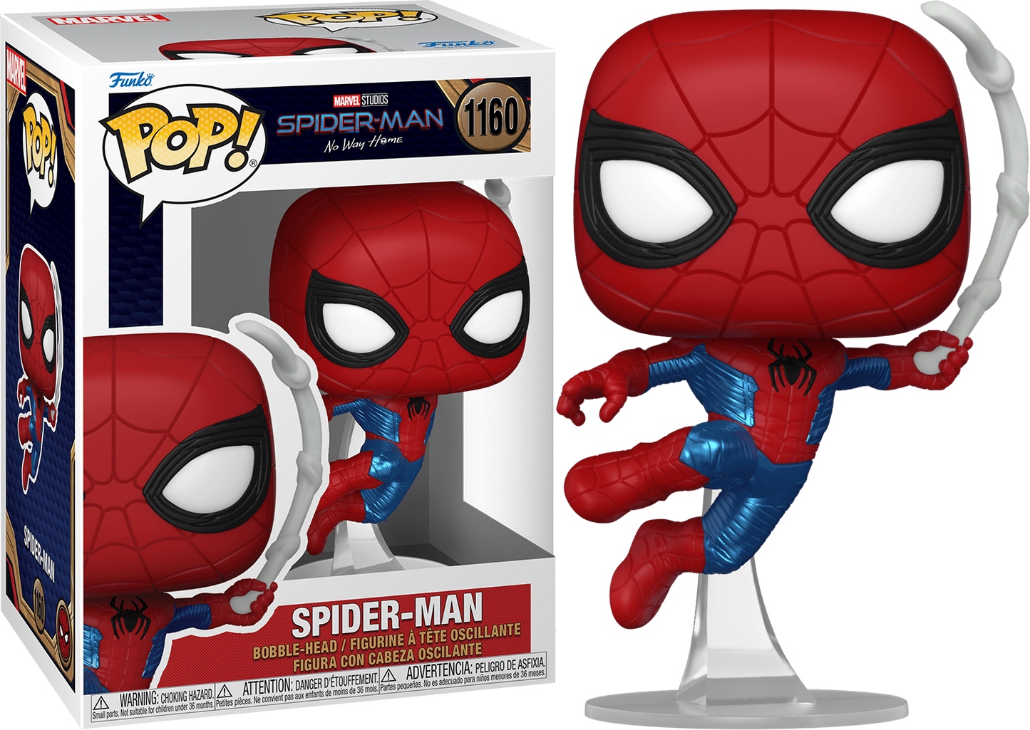 FUNKO POP! Bobble-Head Marvel RARE Spider-Man No Way Home #1160 Spider-Man (Finale Suit) (Metallic) [VAULTED]