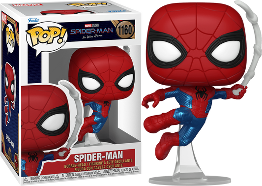 FUNKO POP! Bobble-Head Marvel RARE Spider-Man No Way Home #1160 Spider-Man (Finale Suit) (Metallic) [VAULTED]