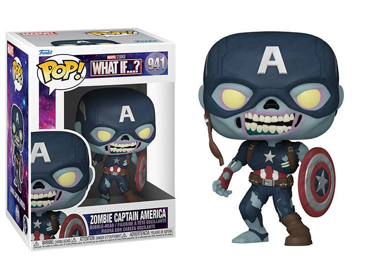 FUNKO POP! Bobble-Head Marvel RARE What If...? #941 Zombie Captain America [VAULTED]